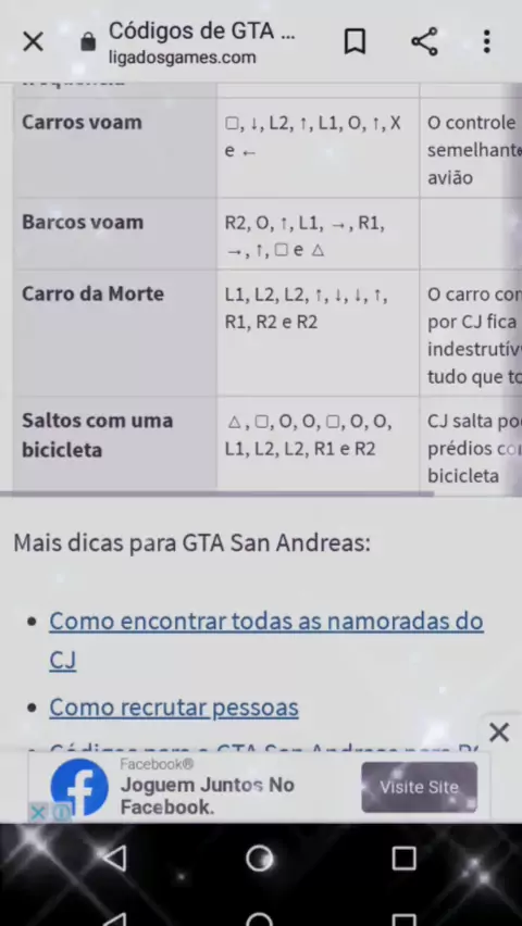 Codigos GTA SA Android