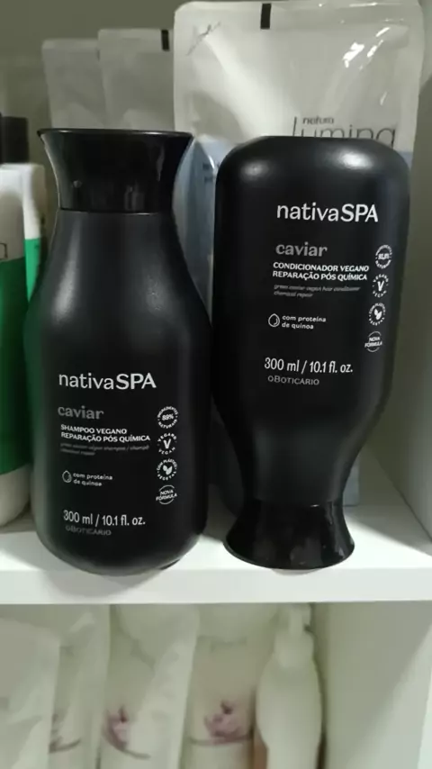 Shampoo O Boticário Vegano Reparação Pós-Química Nativa Spa Caviar 300ml