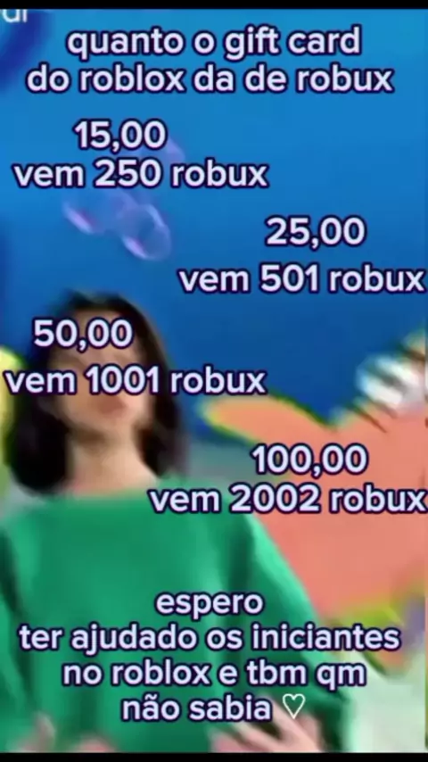 quantos robux vem no gift card do roblox de 100