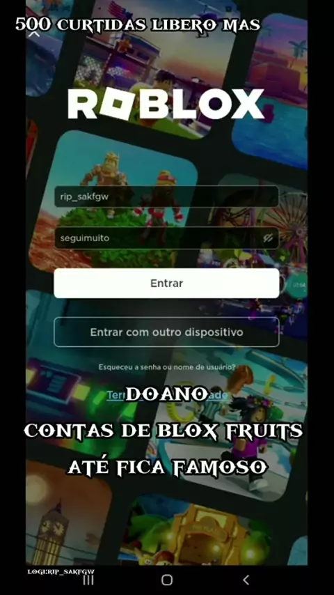 conta de Blox Fruits 100% de GRAÇA NO PRECINHO 𝗡𝗢 ROBLOX