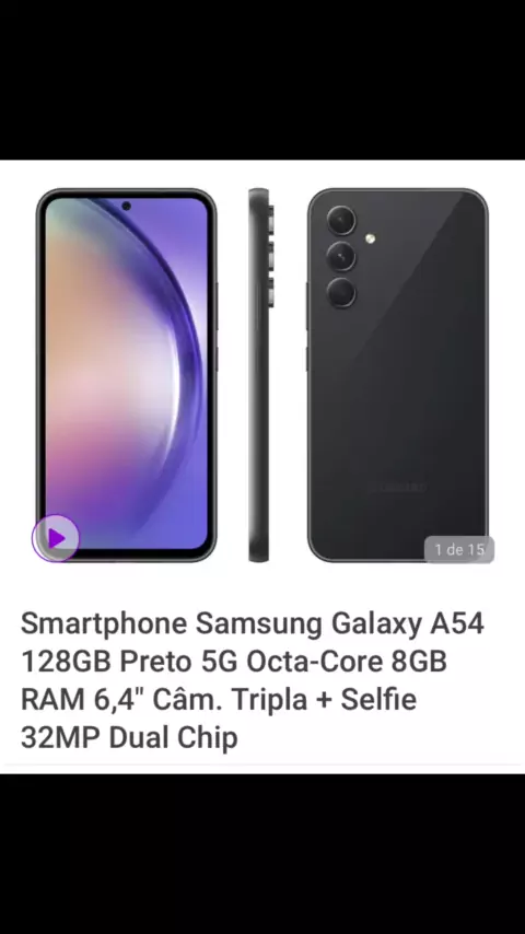 Smartphone Samsung Galaxy A54 128GB Preto 5G Octa-Core 8GB RAM 6,4 Câm.  Tripla + Selfie 32MP Dual Chip - Galaxy A54 - Magazine Luiza