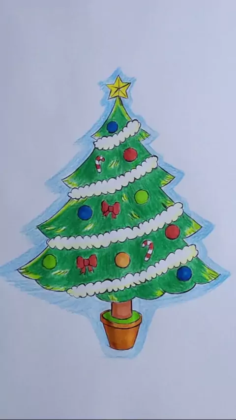 Como desenhar desenhos animados de árvore de natal desenho fácil